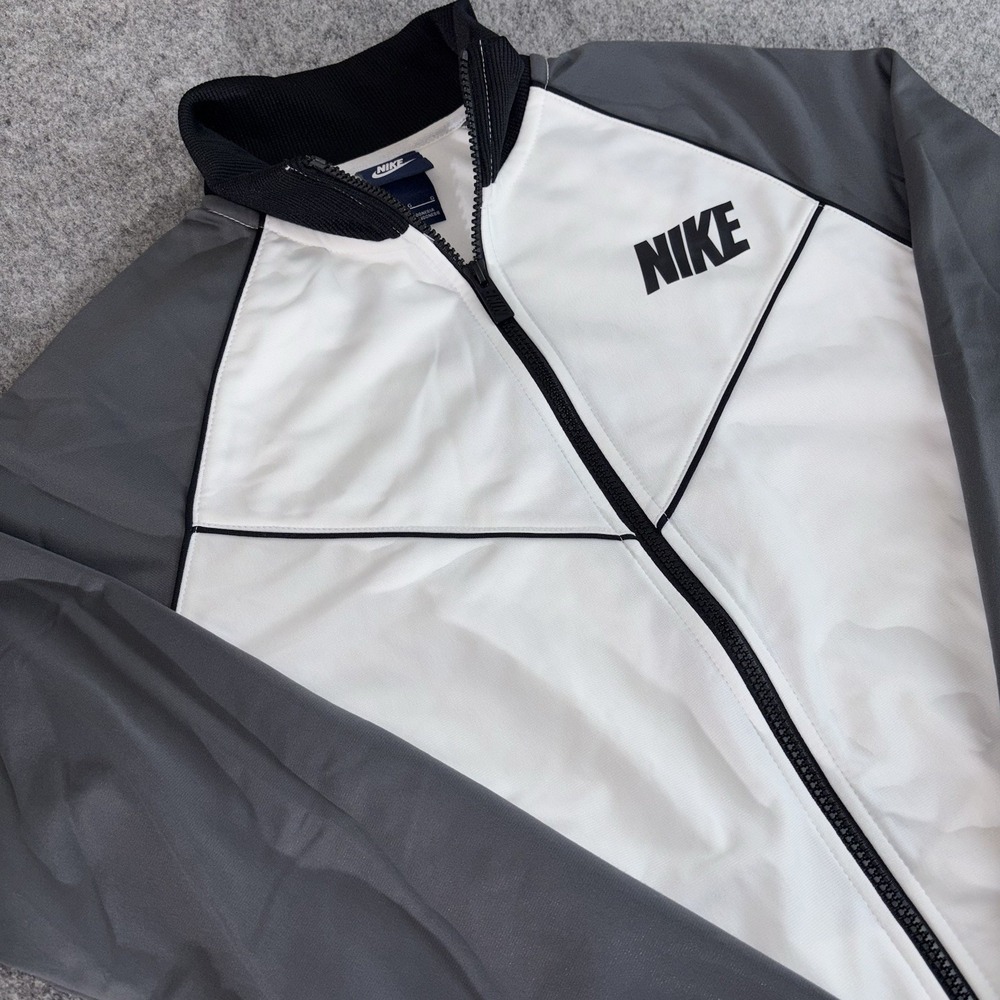 Nike Jacket Youth Girls Large Full Zip Track‎ White Gray Black Athletic